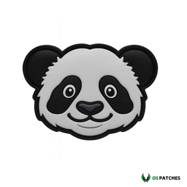 Smiling panda face PVC patch with cute cartoon style design