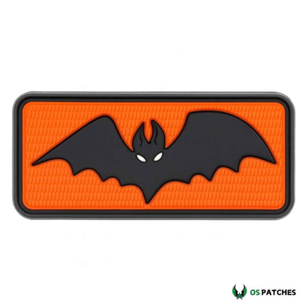Black Bat PVC Patch on Orange Background
