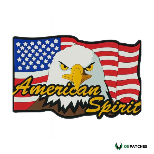 American Spirit PVC patch with bald eagle and USA flag design