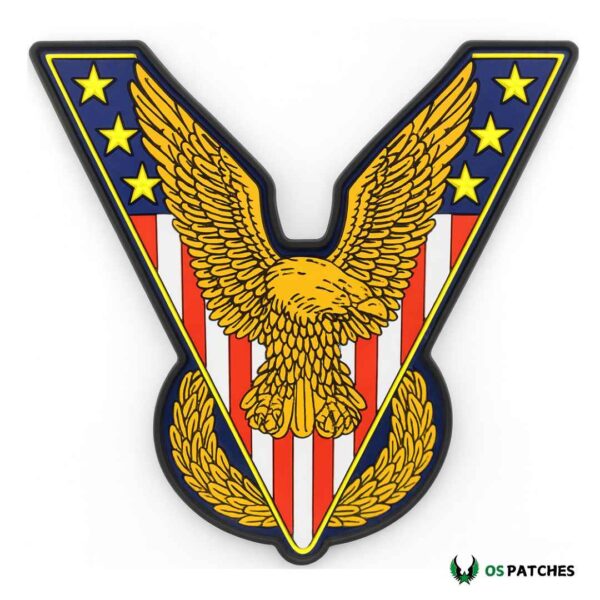 Victory eagle PVC patch with USA flag background and golden wings