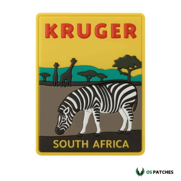 Rectangular zebra PVC patch with Kruger South Africa design