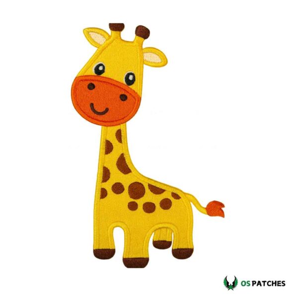 Cartoon giraffe embroidered patch with smiling face