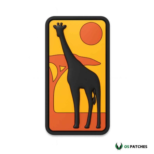 Rectangular giraffe PVC patch with sunset and tree silhouette