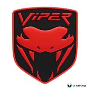 Viper patch with red snake head silhouette and bold red text on black shield background