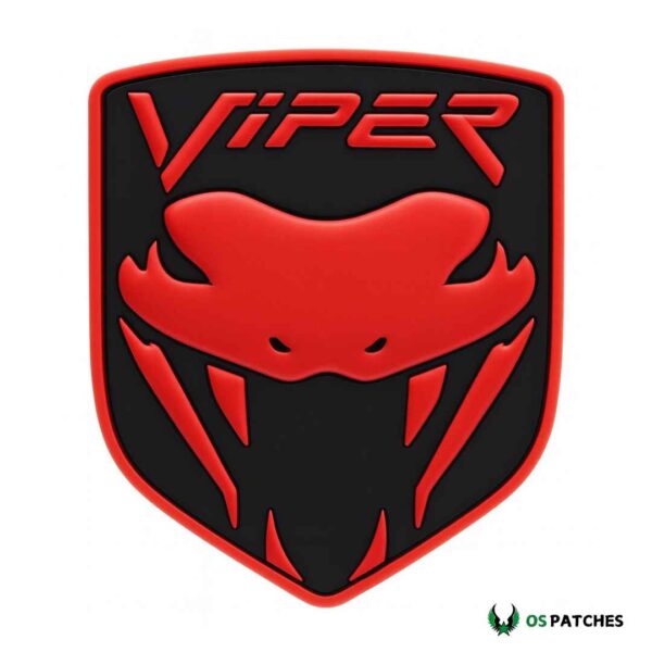 Viper patch with red snake head silhouette and bold red text on black shield background