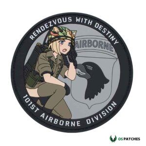 101st Airborne Division anime style PVC patch with soldier girl design