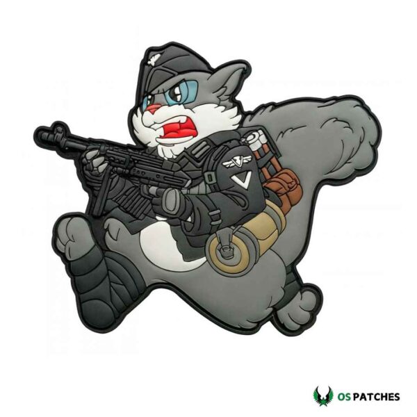 Tactical squirrel PVC patch with rifle black beret and military combat gear