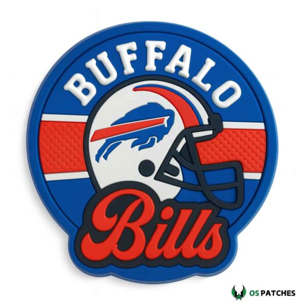 Buffalo Bills PVC patch with football helmet team logo and red stripe