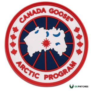 Canada goose arctic program patch red white blue round design with maple leaves