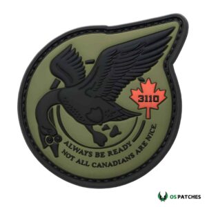 Tactical goose patch with maple leaf military design green background Canadian theme