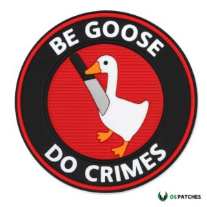 Goose patch with knife design funny round badge red background tactical gear