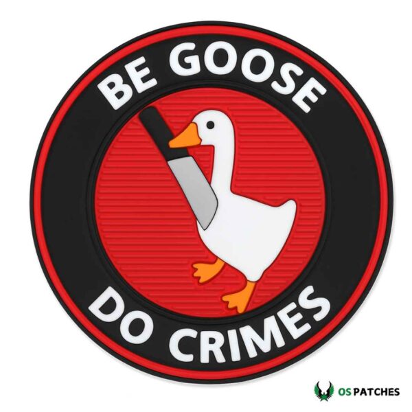Goose patch with knife design funny round badge red background tactical gear