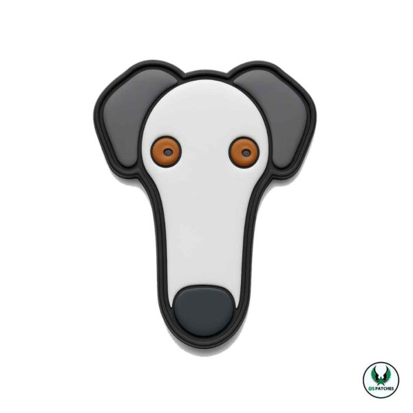 Greyhound dog patch minimalist design with long face and cartoon style