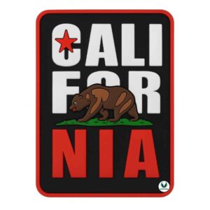 California PVC patch with red star, brown bear, and bold CALIFORNIA text
