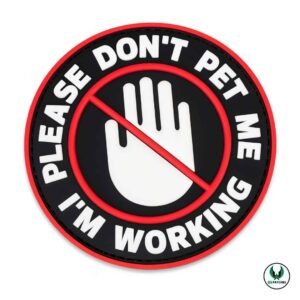 Service dog patch don’t pet me I’m working round design red border