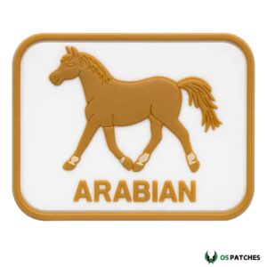 Arabian horse patch with brown stallion design rectangular style equestrian theme