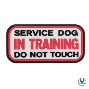 Service dog in training patch do not touch red and black design