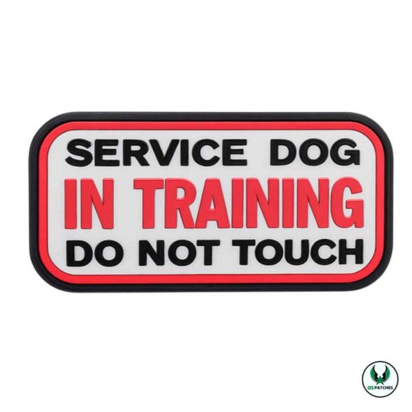 Service dog in training patch do not touch red and black design