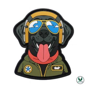 Cool aviator dog patch black lab with sunglasses pilot jacket design