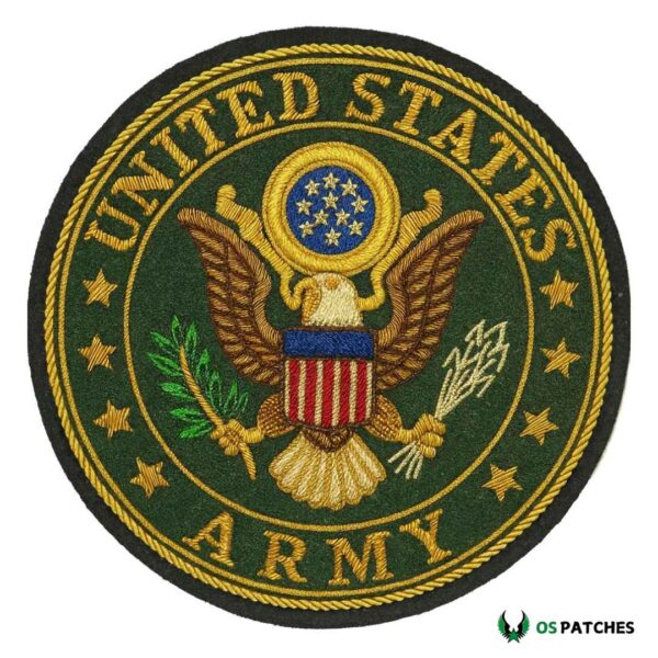 United States Army embroidered patch featuring eagle emblem, shield, and golden stars