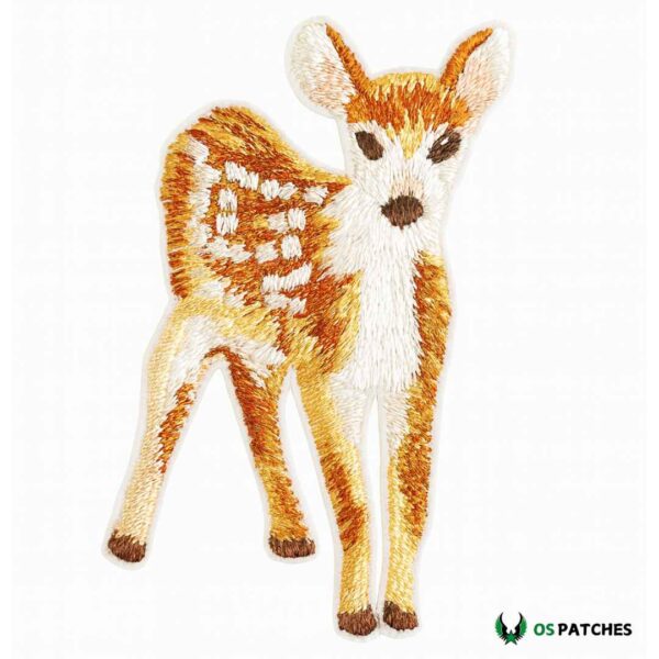 Realistic embroidered deer patch with iron on backing for clothes