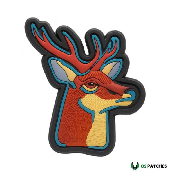 Colorful PVC deer head patch with strong Velcro backing for gear