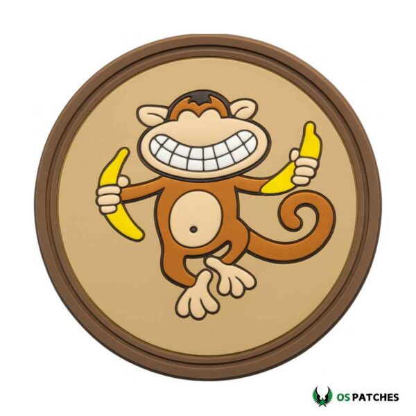 PVC monkey patch holding two bananas funny cartoon round tactical design
