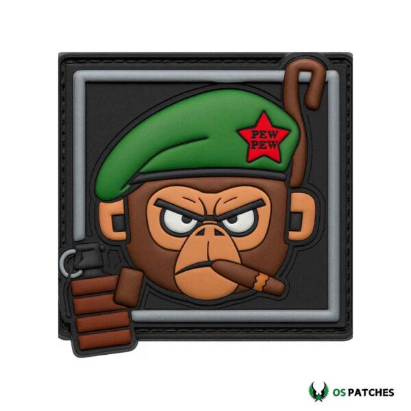 Military monkey patch with green beret, cigar and grenade tactical design
