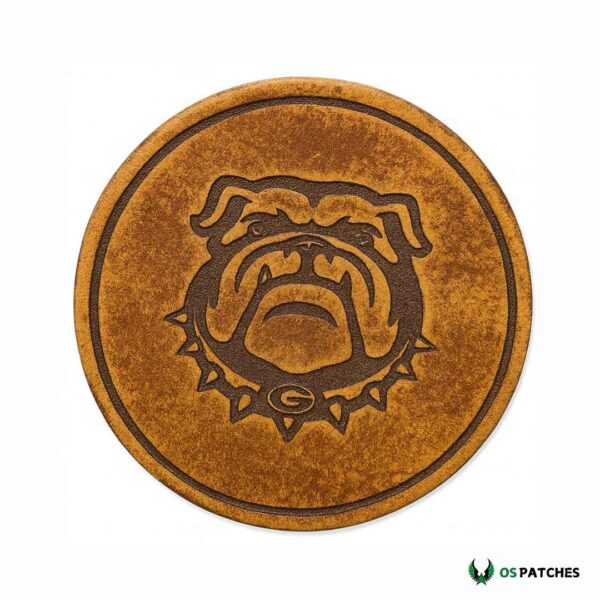 Engraved Leather Bulldog Patch