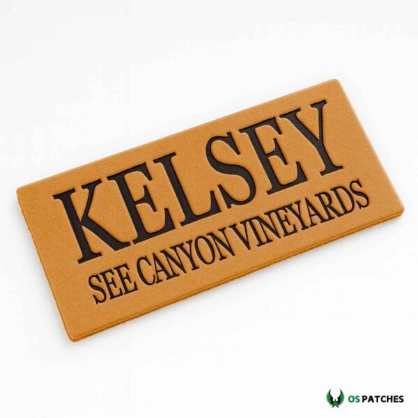 Embossed leather patch with Kelsey See Canyon Vineyards logo