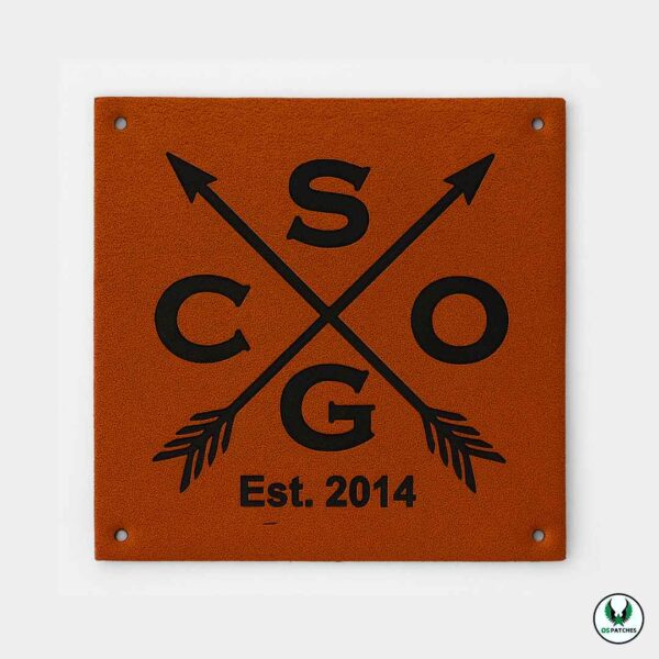 CSGO leather patch with crossed arrows and Est. 2014 design