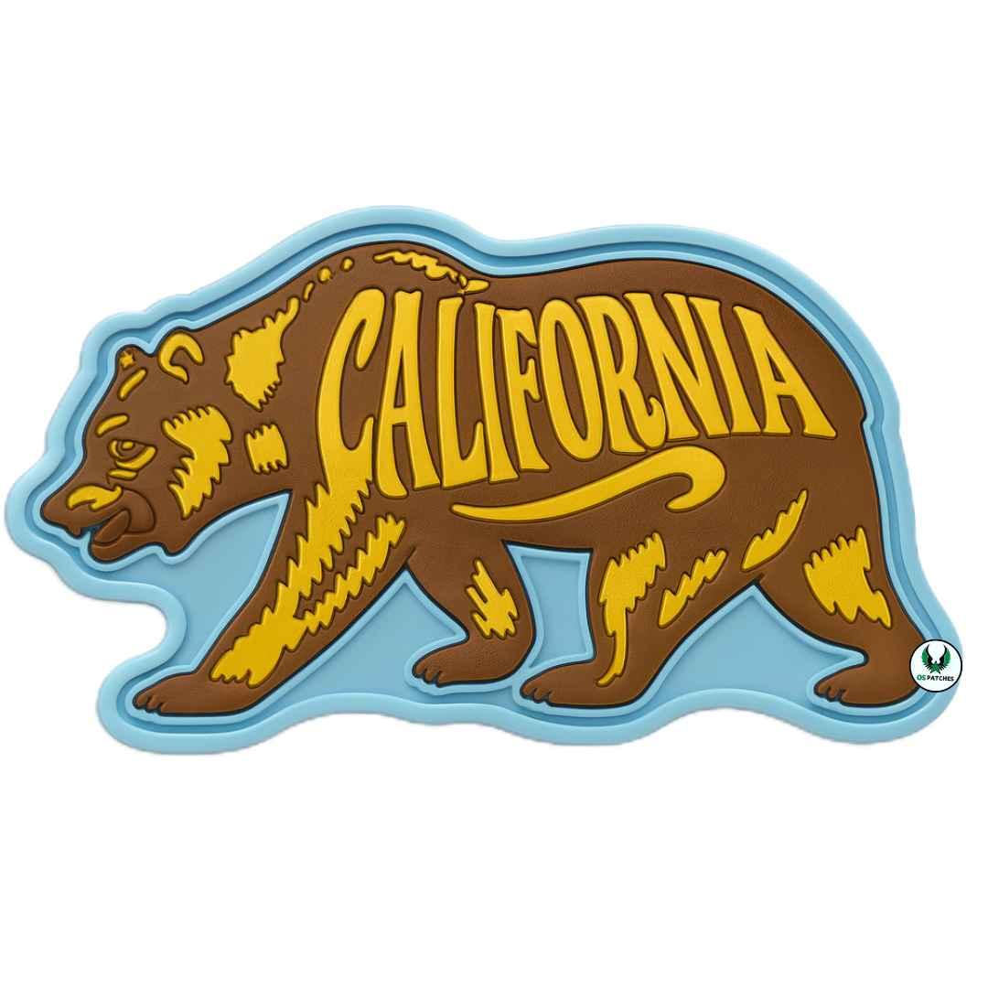 California PVC patch shaped like a bear with California text inside