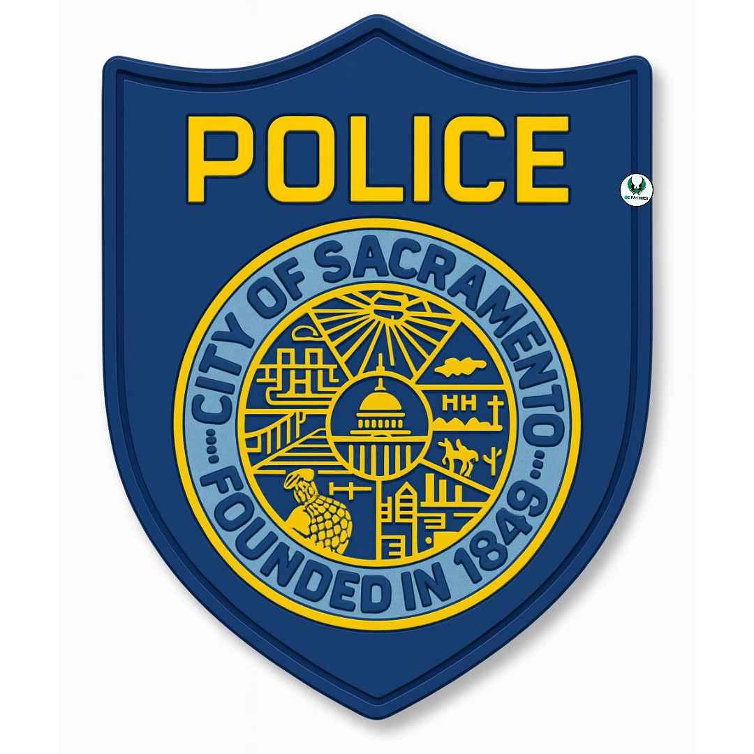 Sacramento Police Department patch with city seal and blue shield design
